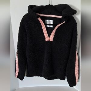 MUK LUKS Women’s Teddy Sherpa Quarter Zip Hoodie Black Pink